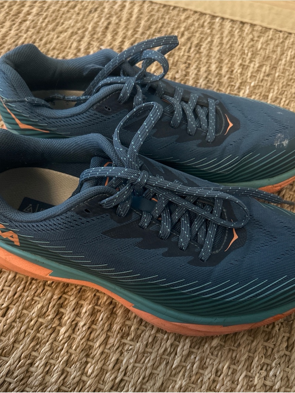 Hoka Teal and Coral Lightweight Running Sneakers